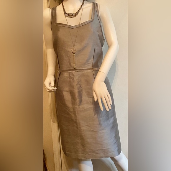 Talbots Silk & Wool Sweetheart Neckline Dress, Fully lined Silver Gray Sz 16 NWT - Picture 3 of 7
